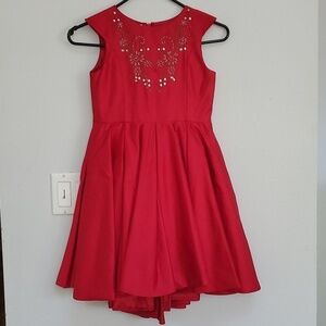 Chasing Fireflies red embroidered holiday party dress